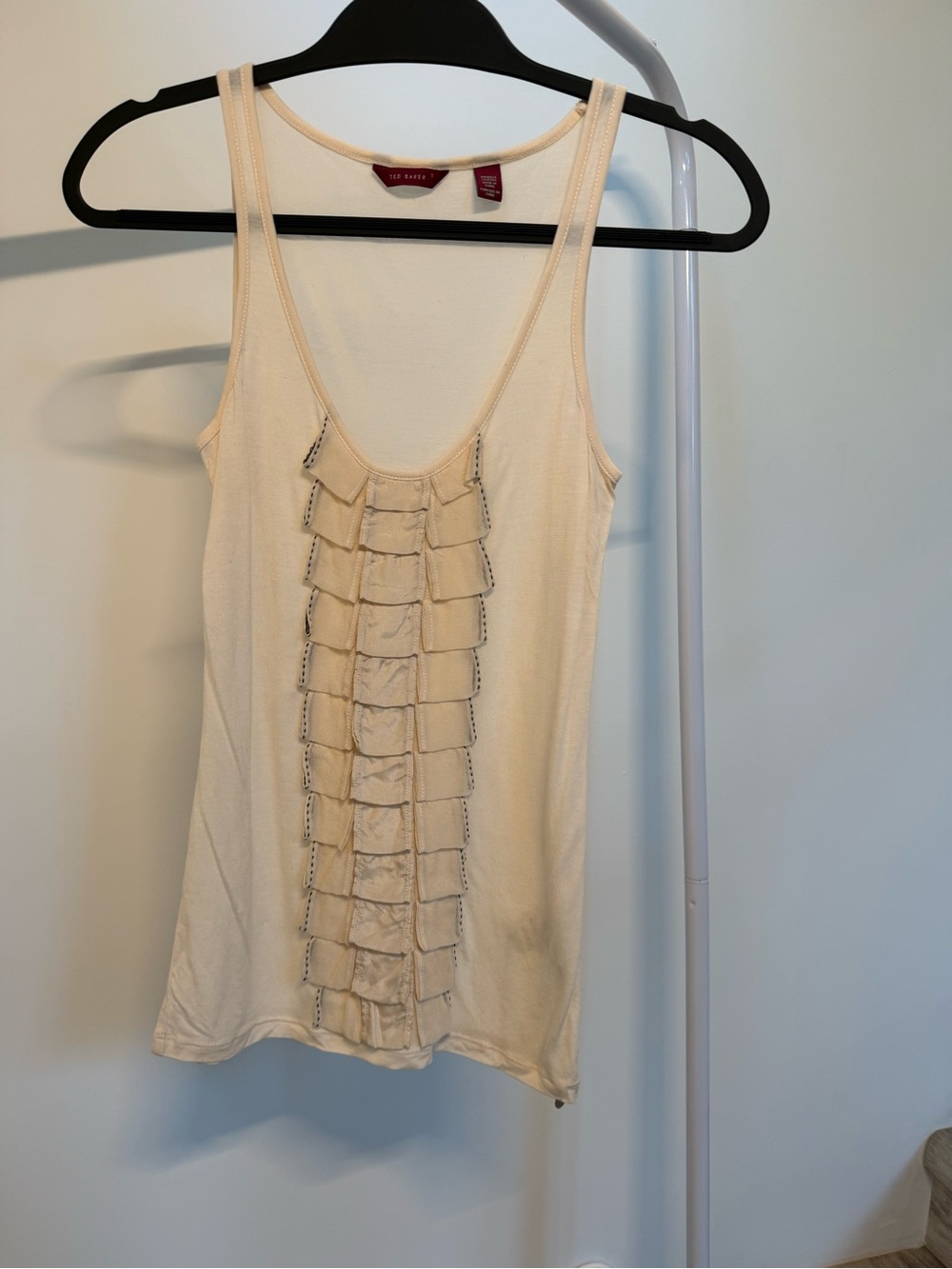 Ted Baker Cream Ruffle Front Tank Top Sz 1 (XS)